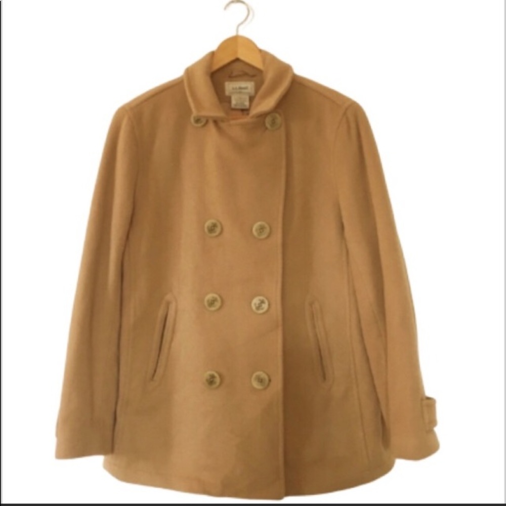 L.L. Bean 100% Wool Classic Camel Peacoat